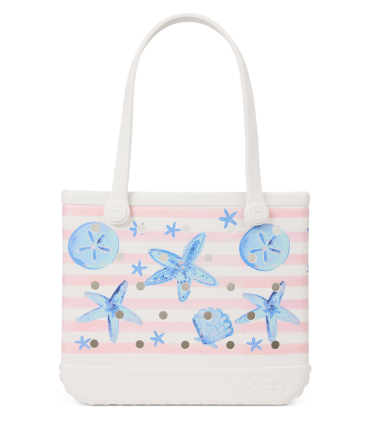 Baby Bogg Bag - Pink Stripes & Blue Shells
