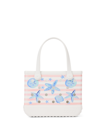 Bitty Bogg Bag - Pink Stripes & Blue Shells