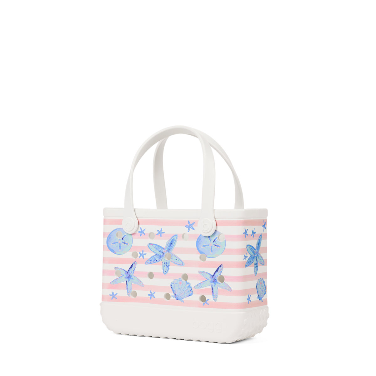 Bitty Bogg Bag - Pink Stripes & Blue Shells - Image 2