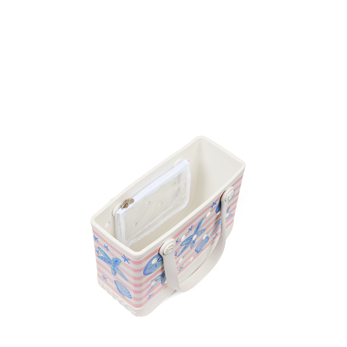 Bitty Bogg Bag - Pink Stripes & Blue Shells - Image 3