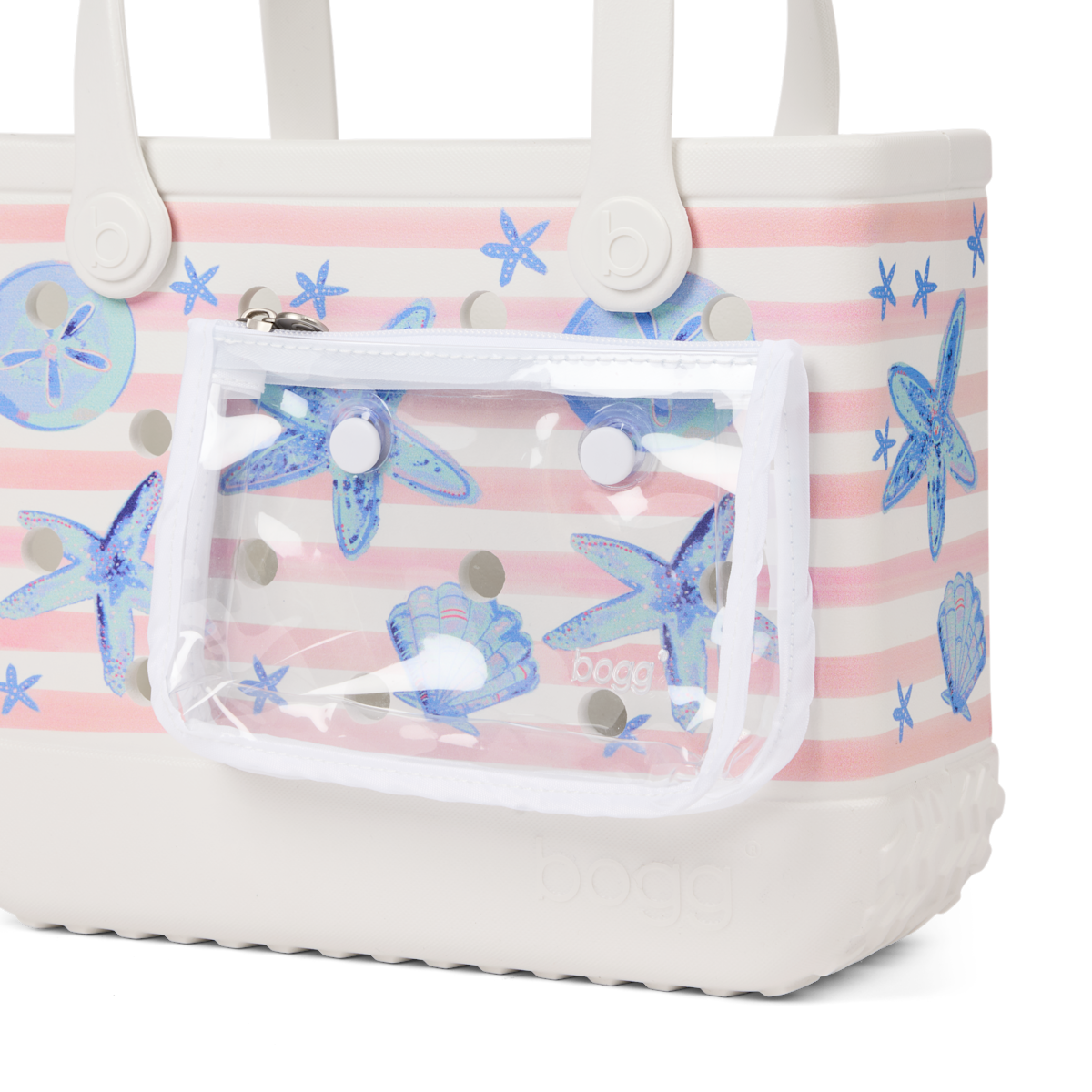 Bitty Bogg Bag - Pink Stripes & Blue Shells - Image 5