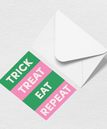 Trick Treat Eat Repeat Greeting Card